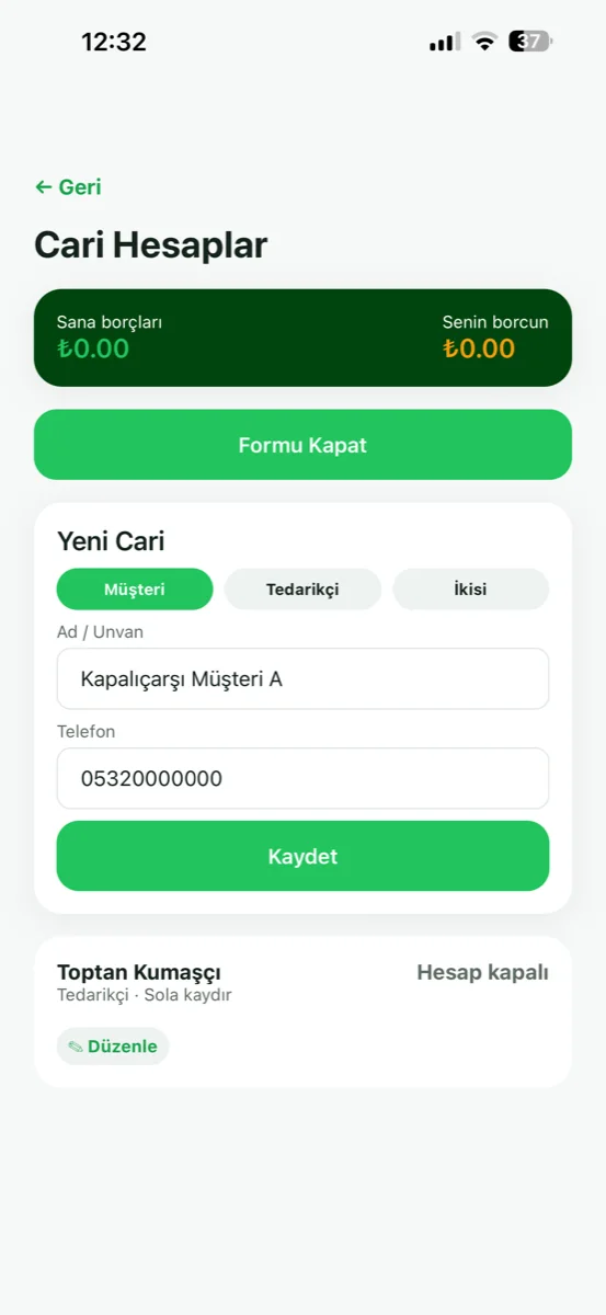 Customer accounts — clients, suppliers and balances
