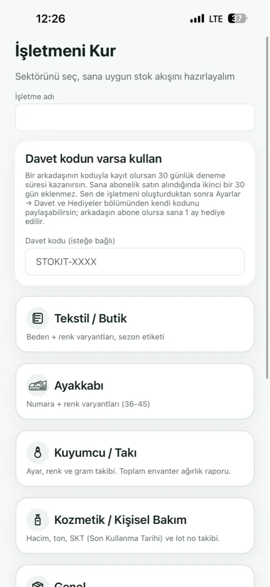 Industry-based setup — textile, footwear, jewellery and cosmetics templates